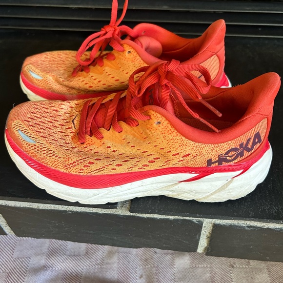 Hoka Shoes - Hoka Fiery Orange and Red Sneakers, size 6.5